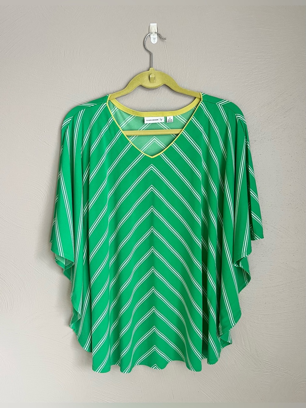 Susan Graver Liquid Knit Batwing Chevron Striped Top